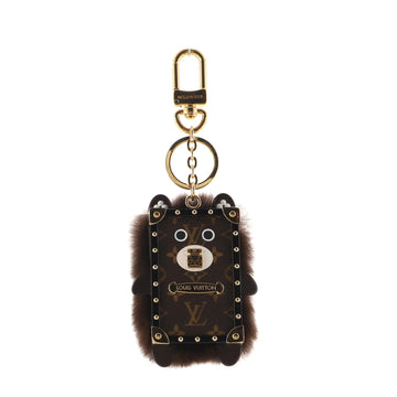 Louis Vuitton Wild Fur Eye-Trunk Bear Bag Charm and Key Holder Monogram Canvas with Fur