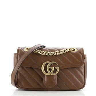 Gucci GG Marmont Flap Bag Diagonal Quilted Leather Mini