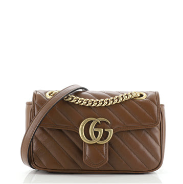 Gucci GG Marmont Flap Bag Diagonal Quilted Leather Mini
