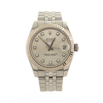 Rolex Oyster Perpetual Datejust Automatic Watch Stainless Steel and White Gold with Diamond Markers 31