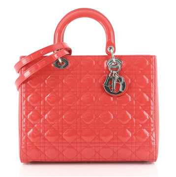 Christian Dior Lady Dior Bag Cannage Quilt Patent Large