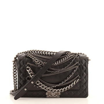 Chanel Boy Flap Bag Enchained Lambskin New Medium