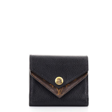 Louis Vuitton Double V Compact Wallet Leather with Monogram Canvas