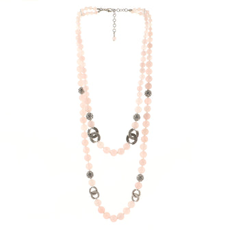 Chanel CC Long Necklace Crystal Embellished Metal and Beads