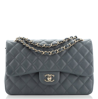 Chanel Classic Double Flap Bag Quilted Caviar Jumbo