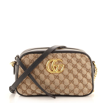 Gucci GG Marmont Shoulder Bag Diagonal Quilted GG Canvas Small