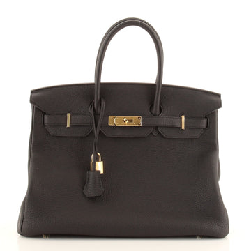 Hermes Birkin Handbag Black Togo with Gold Hardware 35