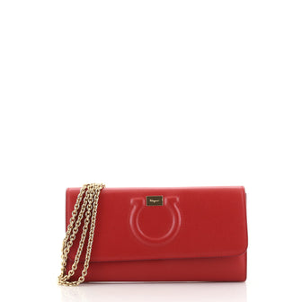 Salvatore Ferragamo Gancini Wallet on Chain Leather