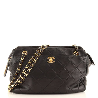 Chanel Vintage Front Pocket Shoulder Bag Quilted Lambskin Medium