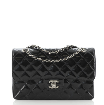 Chanel Vintage Classic Double Flap Bag Quilted Patent Small