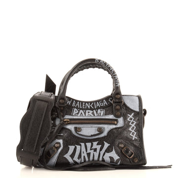 Balenciaga City Graffiti Classic Studs Bag Leather Mini