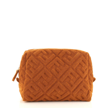 Fendi FF 1974 Cosmetic Pouch Zucca Embossed Terry Cloth Large