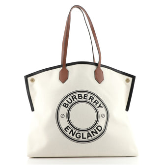 Burberry Logo Society Tote Printed Canvas Large