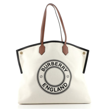 Burberry Logo Society Tote Printed Canvas Large