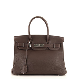 Hermes Birkin Handbag Brown Togo with Palladium Hardware 30