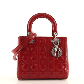 Christian Dior Lady Dior Bag Cannage Quilt Patent Medium