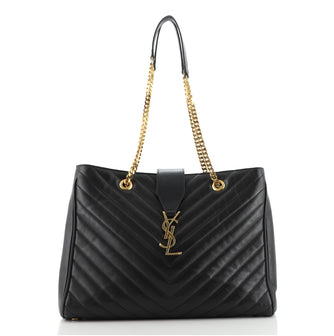 Saint Laurent Classic Monogram Shopper Matelasse Chevron Leather Large