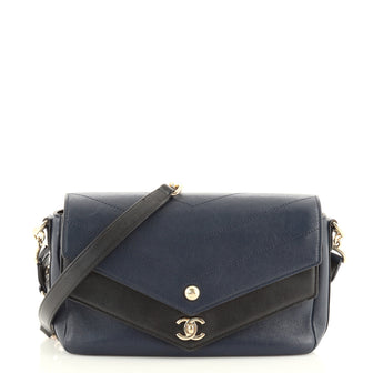 Chanel CC Envelope Flap Crossbody Chevron Calfskin Small