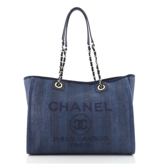 Chanel Deauville Tote Striped Raffia Small