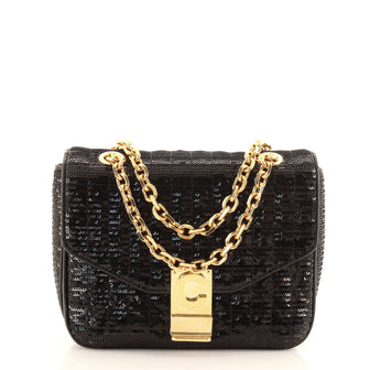 Celine C Bag Quilted Sequins and Calfskin Small