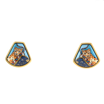 Hermes Vintage Clip-On Earrings Printed Enamel and Metal
