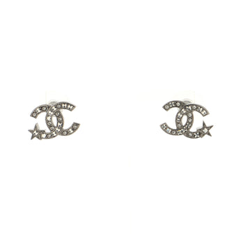 Chanel CC Star Stud Earrings Metal and Crystals