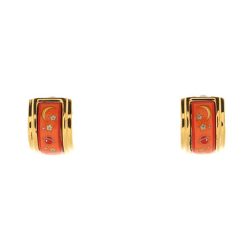 Hermes Vintage Half Hoop Clip-On Earrings Printed Enamel and Metal