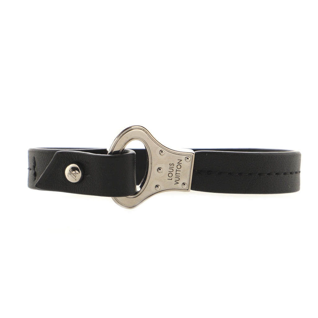 Louis Vuitton Archive Bracelet Brass and Leather Black 790601