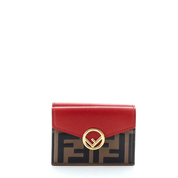 Fendi F is Fendi Trifold Wallet Leather with Zucca Embossed Detail Micro