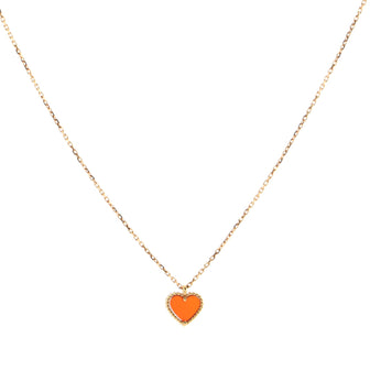 Van Cleef & Arpels Sweet Alhambra Heart Pendant Necklace 18K Rose Gold and Carnelian