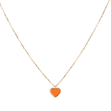 Van Cleef & Arpels Sweet Alhambra Heart Pendant Necklace 18K Rose Gold and Carnelian