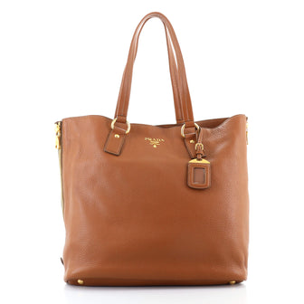 Prada Side Zip Shopper Tote Vitello Daino Large