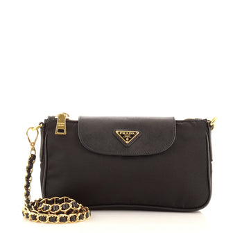 Prada Chain Crossbody Bag Tessuto and Saffiano Leather Small