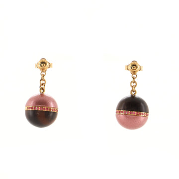 Louis Vuitton Dangling Crystal Ball Stud Earrings Enamel and Wood