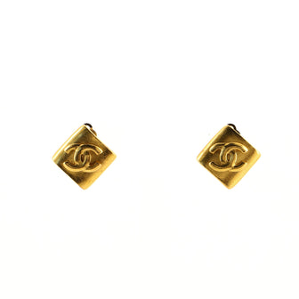 Chanel CC Diamond Shaped Clip-On Earrings Metal