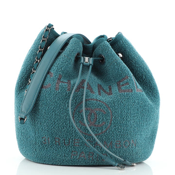 Chanel Deauville Drawstring Bucket Bag Velvet Medium