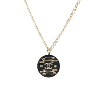 Chanel Cutlery Motif Pendant Necklace Embellished Resin with Faux Pearl