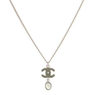 Chanel CC Dangling Pendant Necklace Enamelled Metal and Gripoix