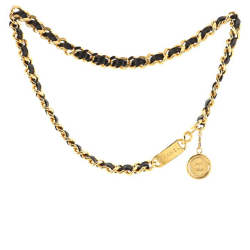 Chanel Vintage Medallion Chain Belt Metal and Leather