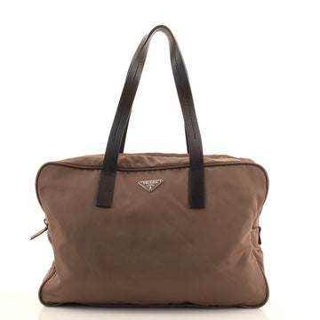 Prada Side Pocket Boston Bag Tessuto with Leather Medium