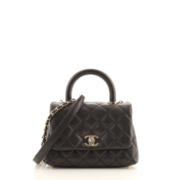Chanel Coco Top Handle Bag Quilted Caviar Extra Mini
