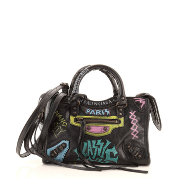 Balenciaga City Graffiti Classic Studs Bag Leather Nano
