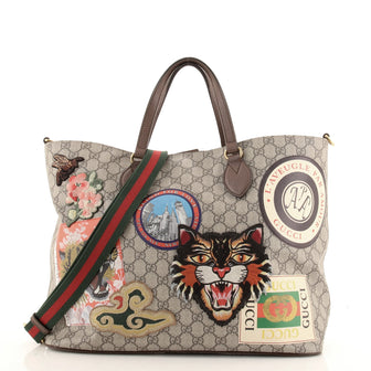 Gucci Courrier Convertible Soft Open Tote GG Coated Canvas with Applique Large