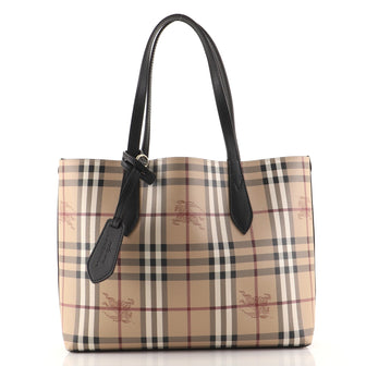 Burberry Reversible Tote Haymarket Coated Canvas and Leather Medium