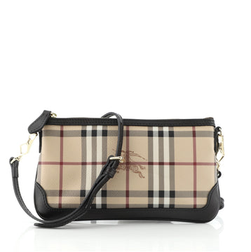 Burberry Zip Top Crossbody Bag Horseferry Check Canvas Small