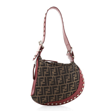 Fendi Oyster Bag Zucca Canvas with Studded Leather Small