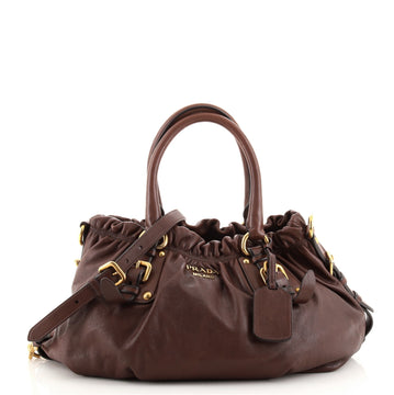 Prada Belted Convertible Satchel Soft Calf Medium
