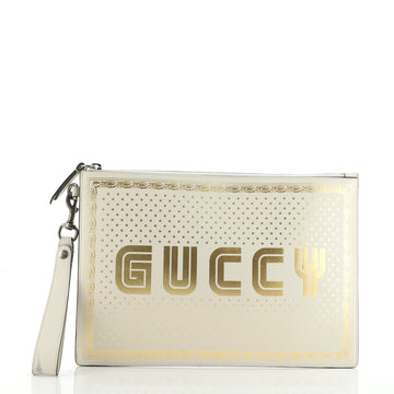Gucci Wristlet Clutch Limited Edition Printed Leather
