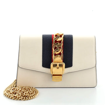 Gucci Sylvie Chain Shoulder Bag Leather Super Mini