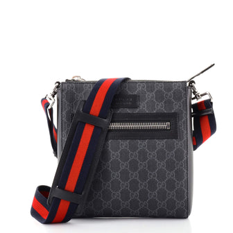 Gucci Web Strap Front Zip Messenger Bag GG Coated Canvas Small